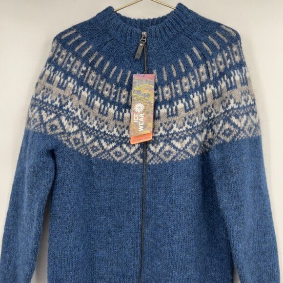 Icewear Elis Icelandic Wool Unisex Zip Cardigan Sweater – Blue/Gray  Mens Small - Picture 2 of 10